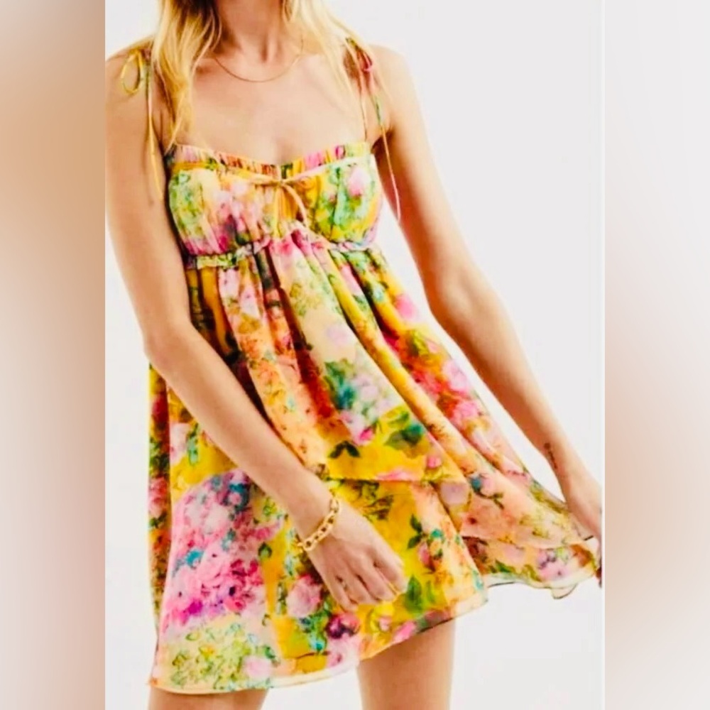 FOR LOVE & LEMONS SOLD OUT REVOLVE SPRING FLORAL DRESS SIZE LARGE